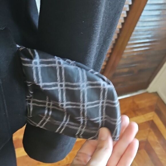 Kenneth Cole Size 4 New York Double-Breasted Wool Blend Black Pea Coat - Picture 7 of 12